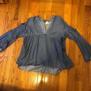 Denim oversized babydoll top